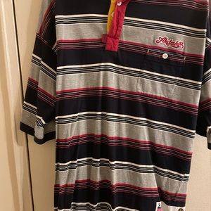 Akademiks vintage early 2000s striped semi-polo with collar